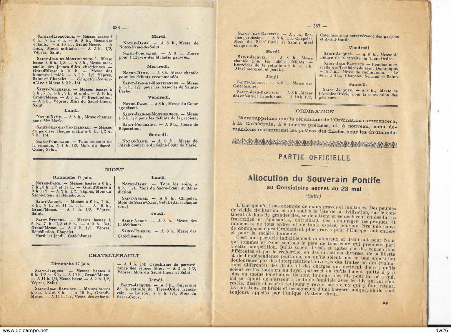 Revue Catholique: La Semaine Religieuse Du Diocèse De Poitiers N° 24 - 17 Juin 1923 - Godsdienst