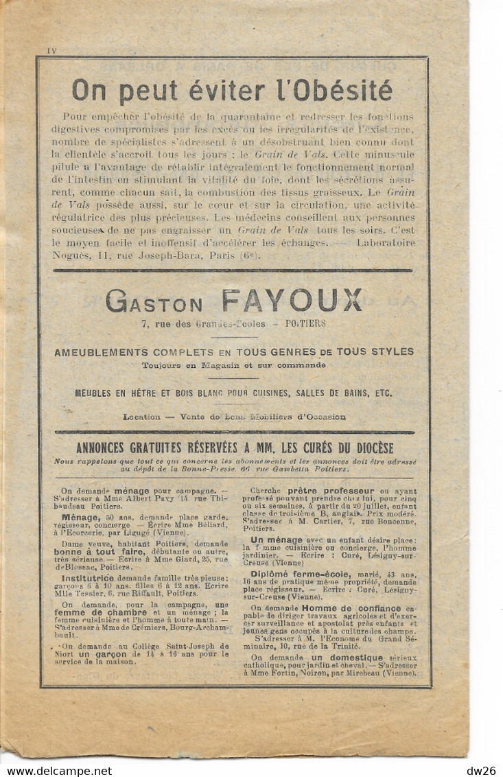 Revue Catholique: La Semaine Religieuse Du Diocèse De Poitiers N° 24 - 17 Juin 1923 - Religion