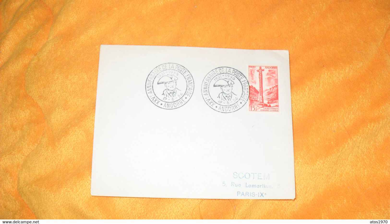 ENVELOPPE ANCIENNE DE 1956../ CACHETS XXVe ANNIVERSAIRE DE LA POSTE FRANCAISE. ANDORRE..+ TIMBRE - Storia Postale