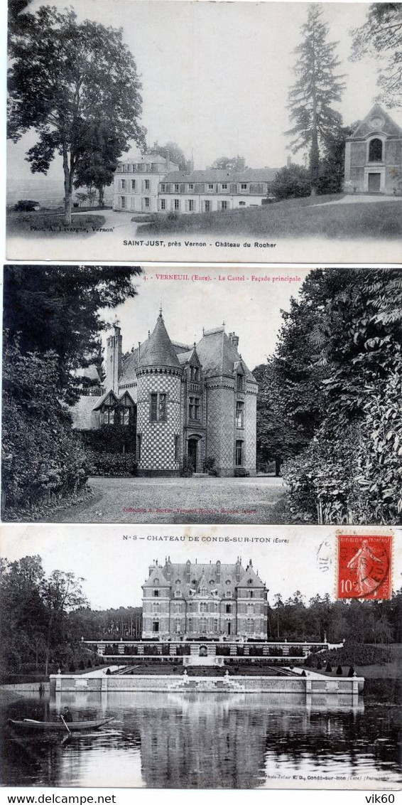 27  LOT DE 35 CPA SUR LES CHATEAUX DE L'EURE  (TOUTES SCANNEES)