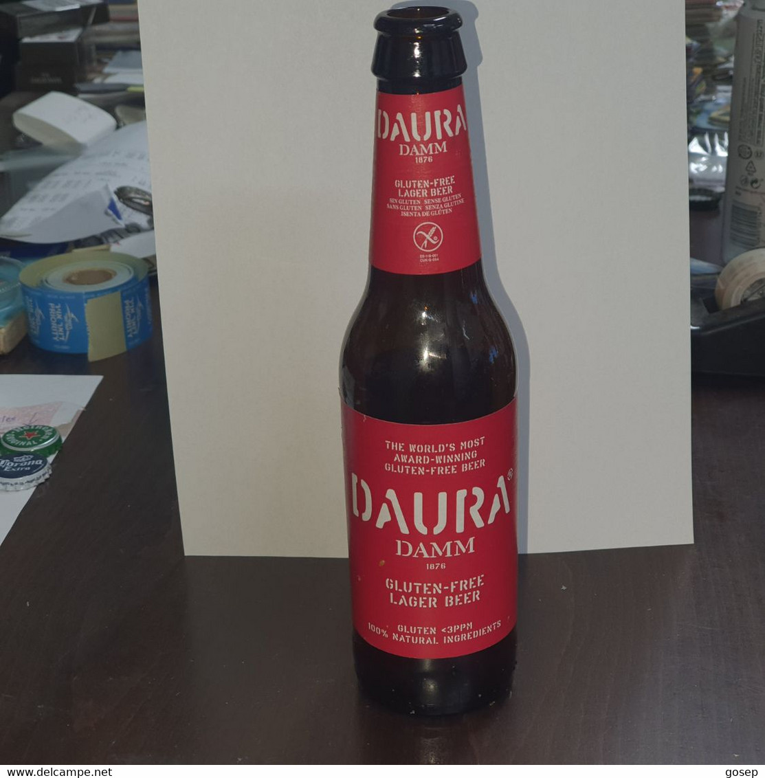 Spain-DAURA-BEER-DAMM-(lager Beer)-(5.4%)-(330ml)- Bottle Of Beer-used - Birra