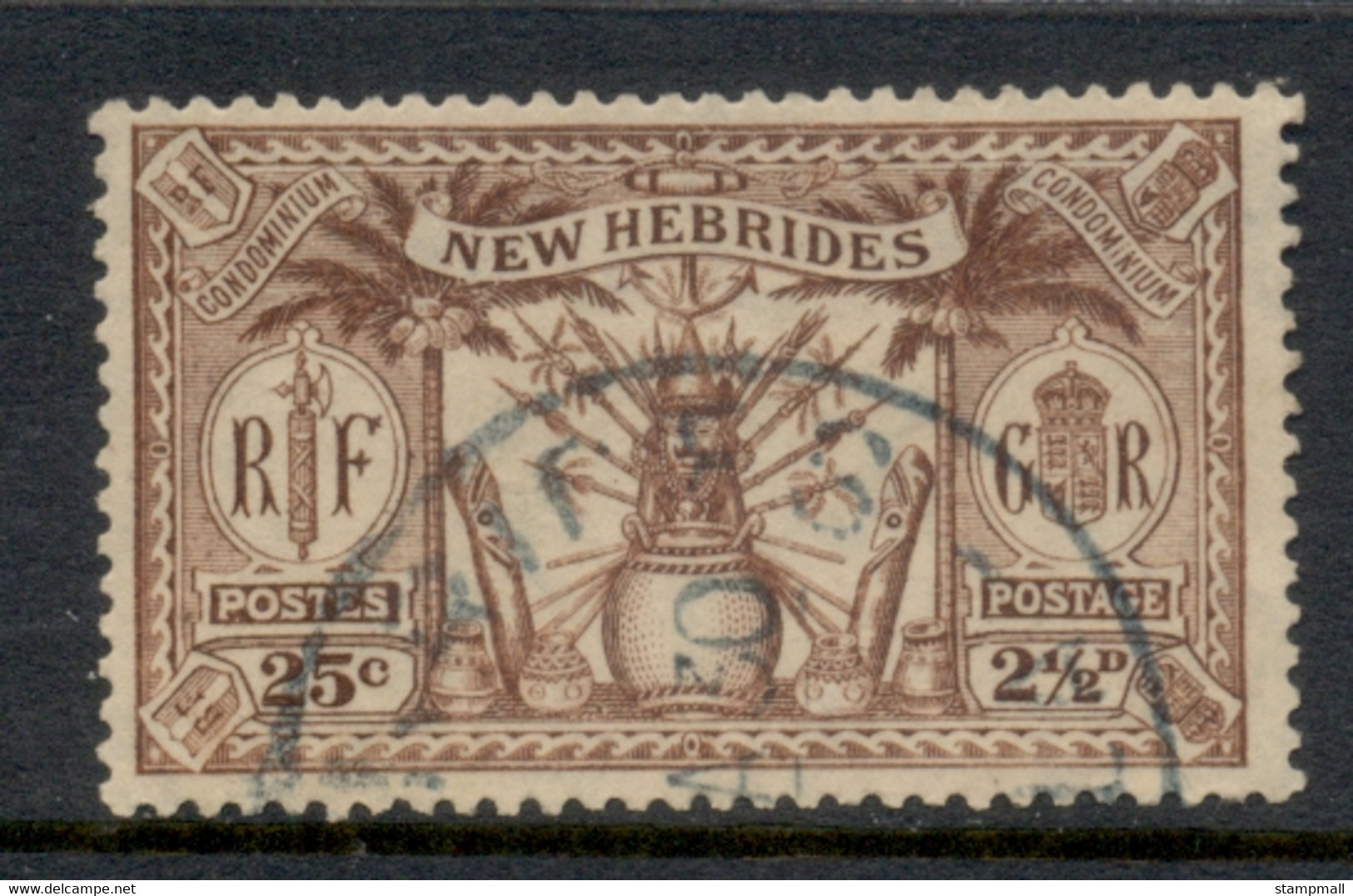 New Hebrides (Br) 1925 Native Idols 25c/2.5d FU - Usados