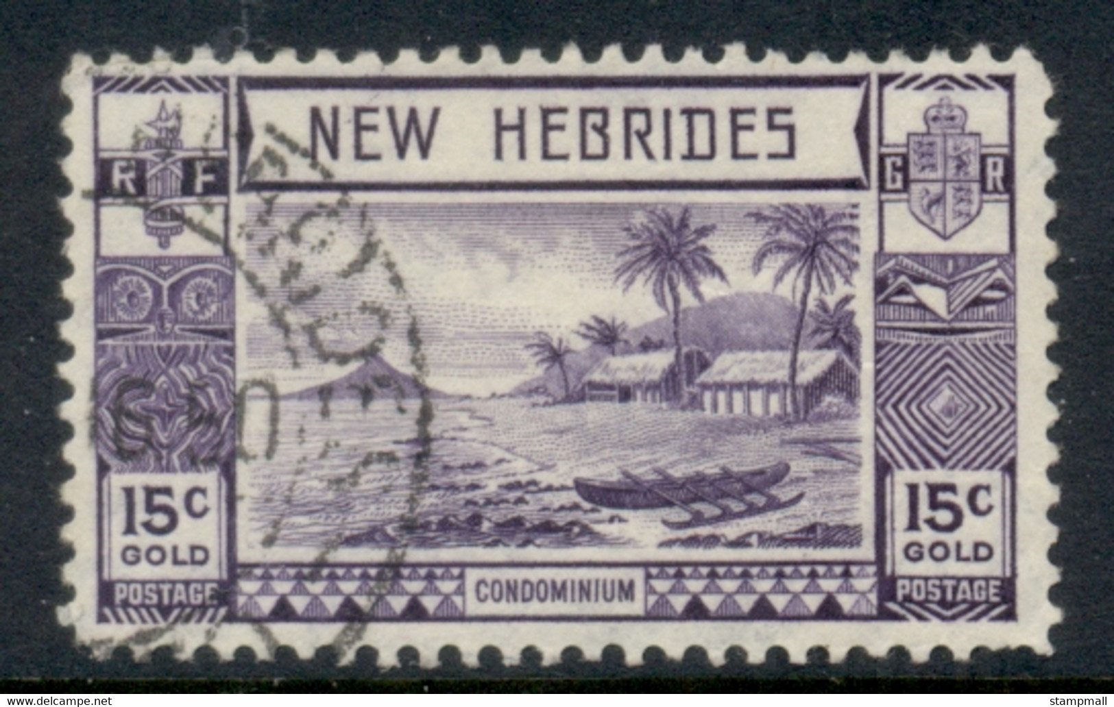 New Hebrides (Br) 1938 Beach Scene 15c FU - Usados