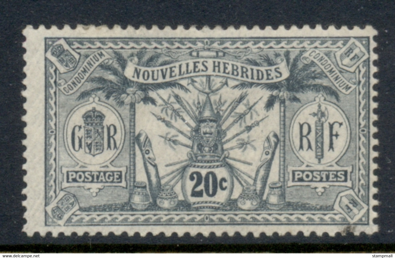 New Hebrides (Fr) 1912 Native Idols Wmk. RF 20c (tone Spot) FU MLH - Neufs