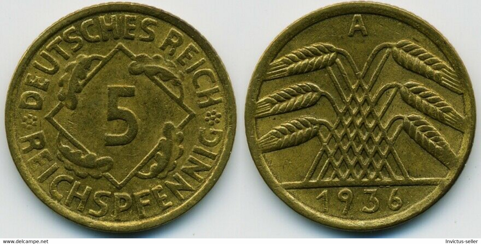 MONETA TEDESCA 5 REICHSPFENNIG 1936 CATEGORIA    A  BERLINO  GERMAN COIN REICH GERMANY GERMAN COINS MONNET ALLEMANDE SS - 5 Reichspfennig