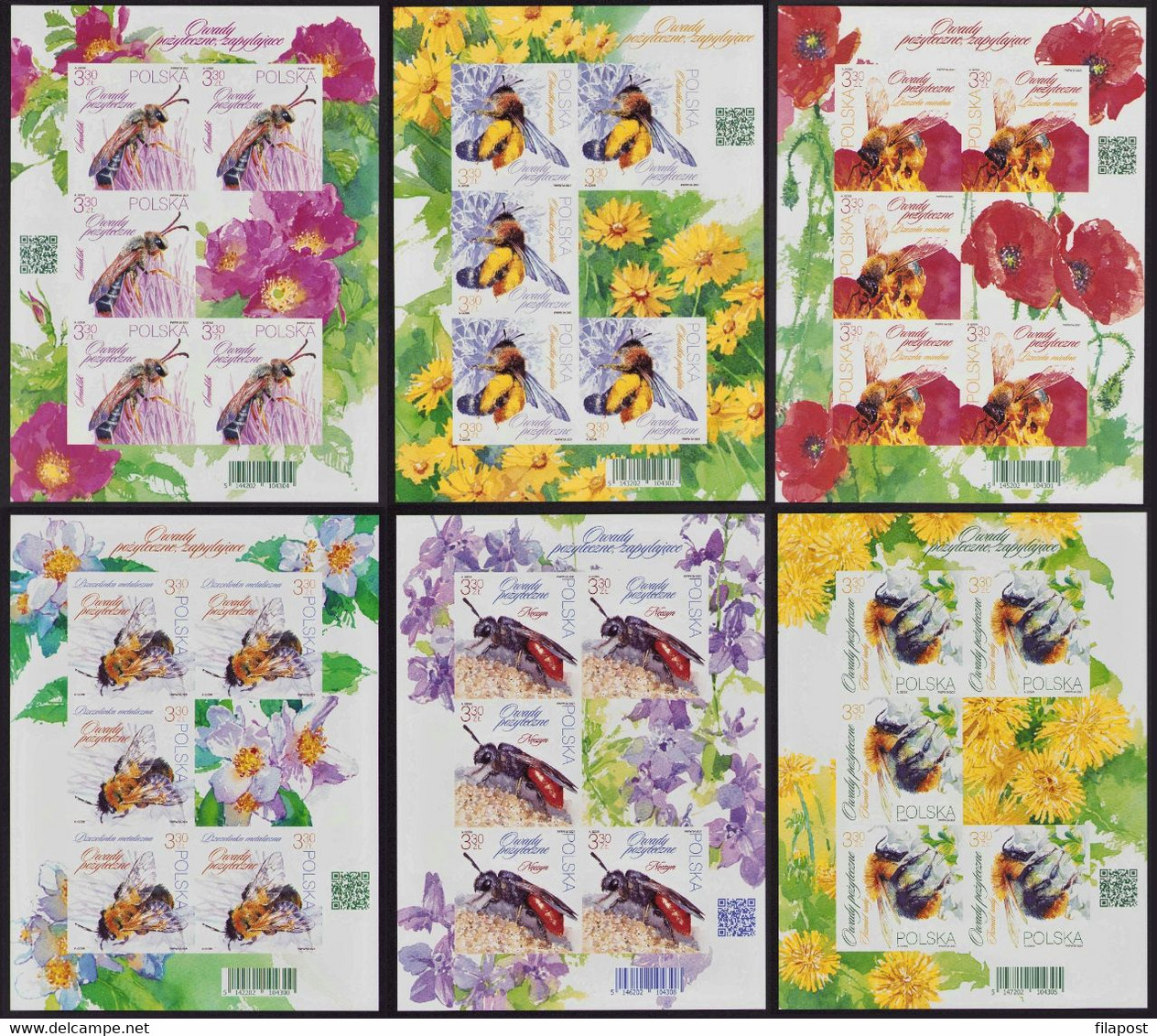 Poland 2021 Beneficial Insects / Bees And Bumblebees, Flowers, Insect / Imperforated Full Sheets MNH** Limited Edition! - Hojas Completas