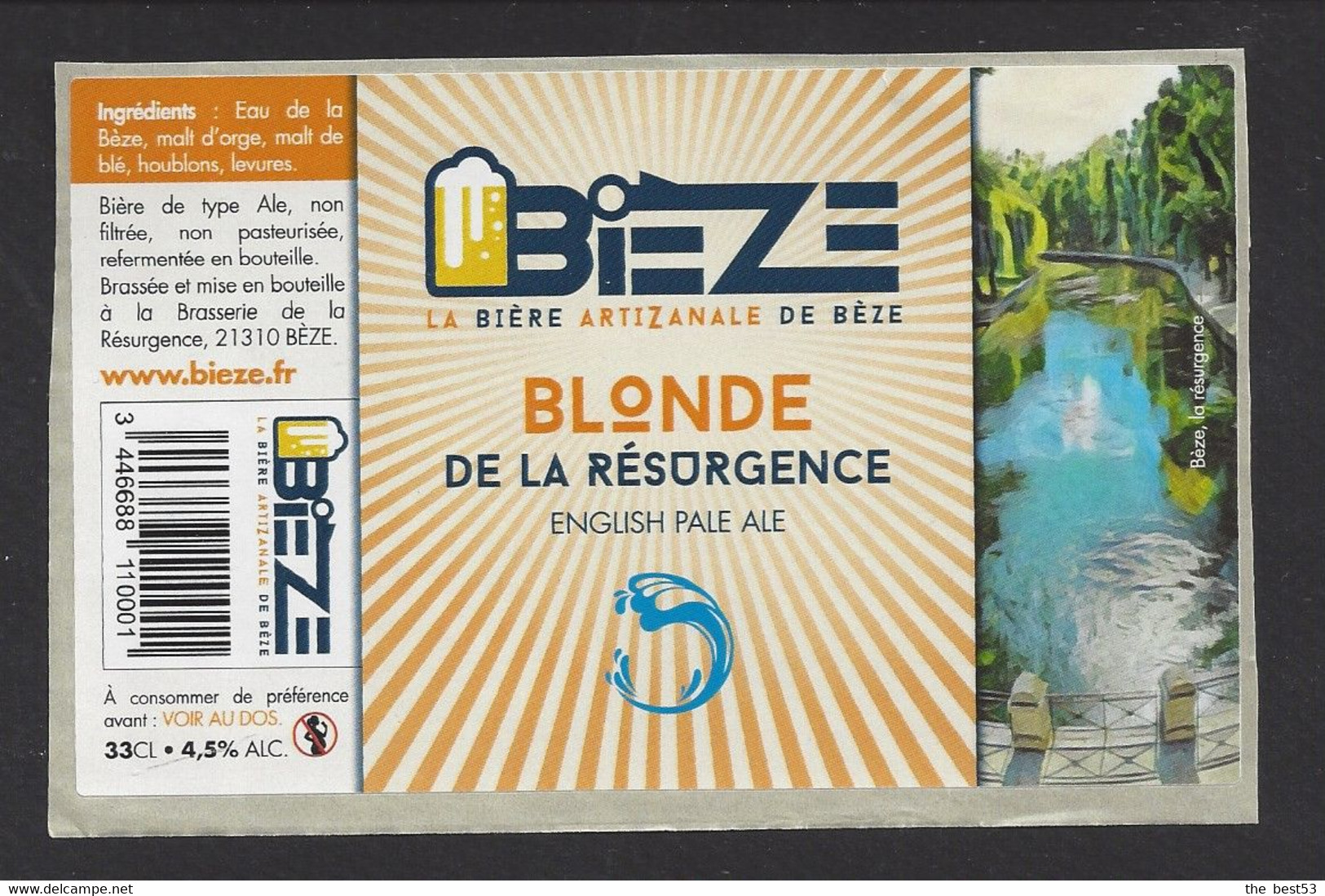 Etiquette De Bière Blonde De La Résurgence  -  Bièze  -  Brasserie De La Résurgence à Bèze  (21) - Birra