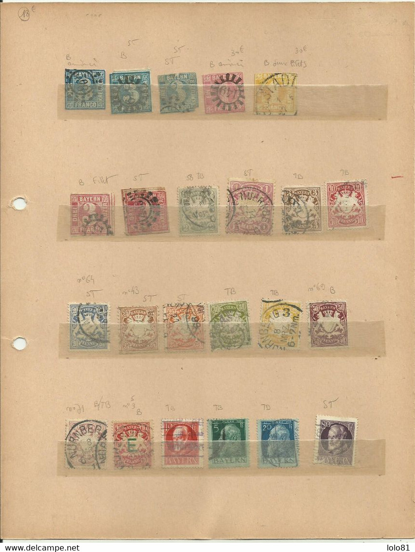 Lot Timbres Bavière - Collections (without Album)