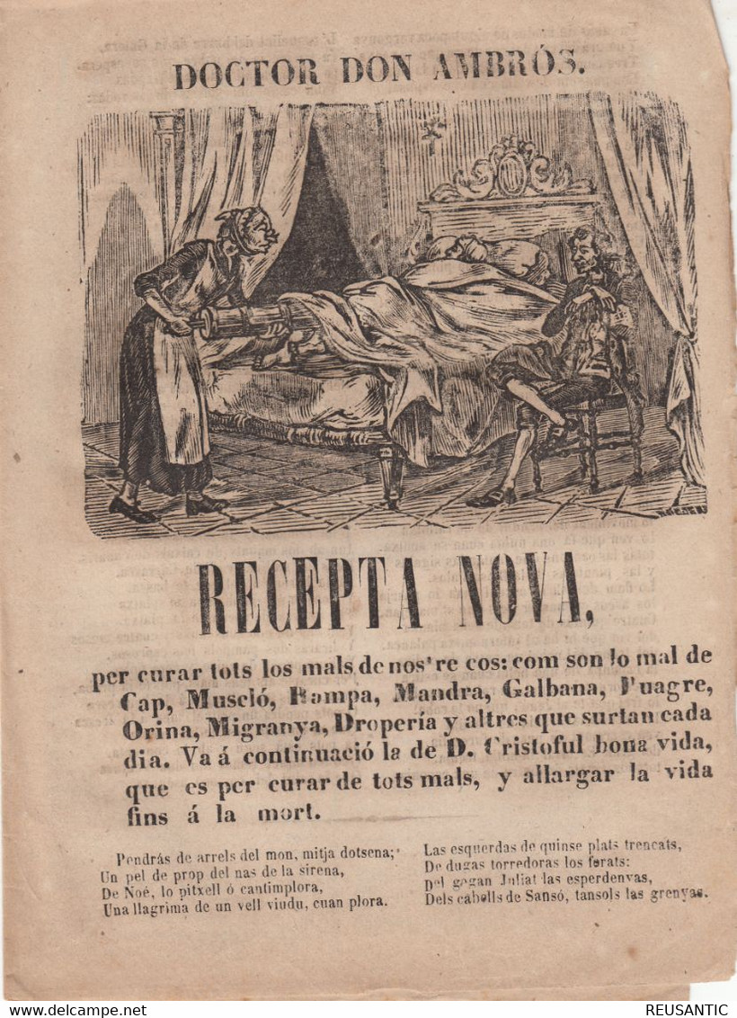 EN CATALÁN - ROMANSOS -DOCTOR DON AMBRÓS - RECEPTA NOVA IMP S. PERE EN BARCELONA - 1860 - Literature