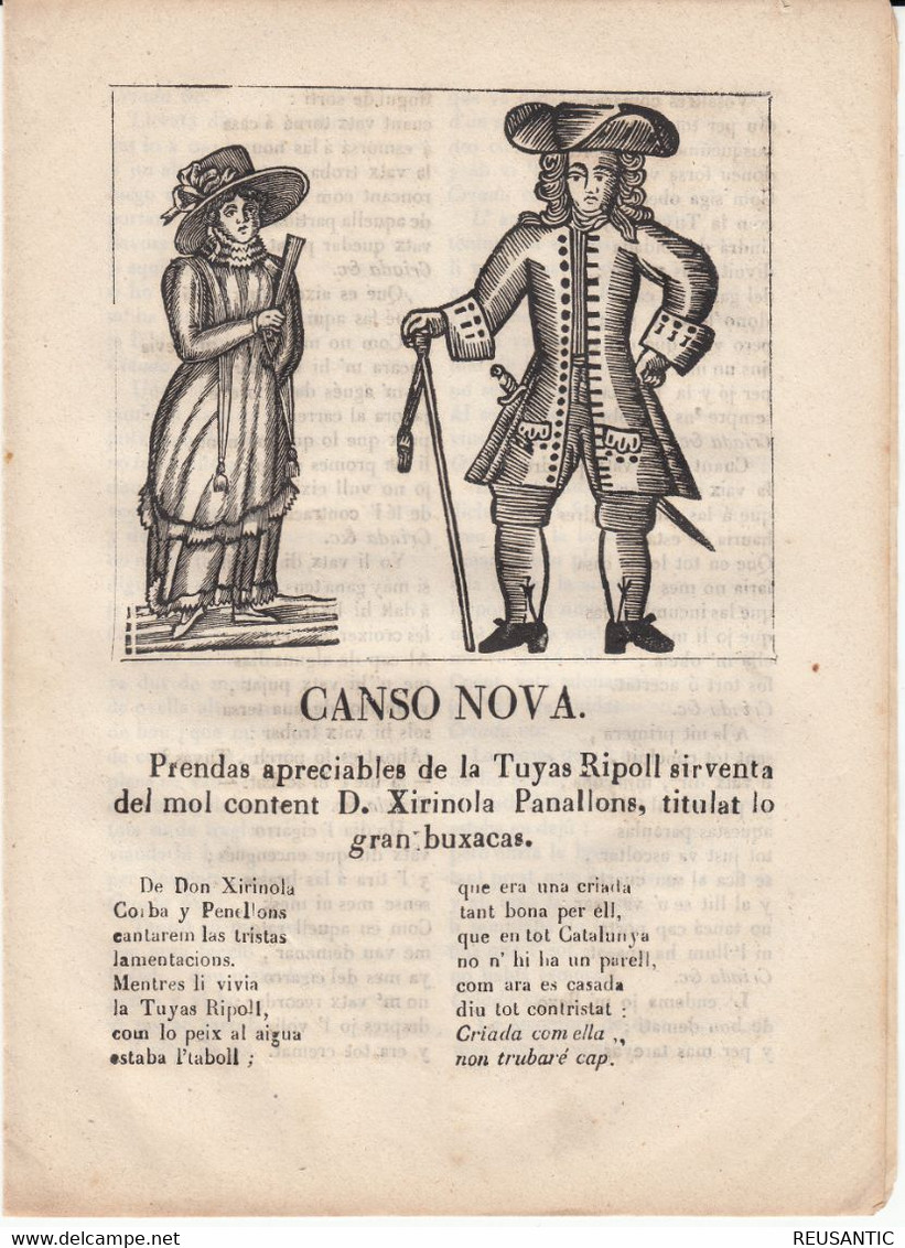EN CATALÁN - ROMANSOS -CANSO NOVA -PRENDAS APRECIABLES DE LA TUYAS RIPOLL .. IMP IGNASI ESTUIVILL EN BARCELONA - 1854 - Littérature