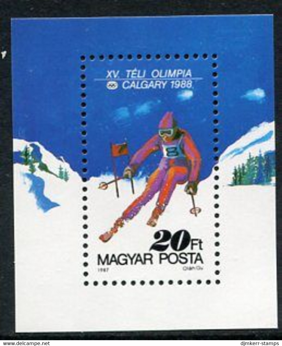 HUNGARY 1987 Winter Olympic Games Block MNH / **.  Michel Block 193 - Unused Stamps