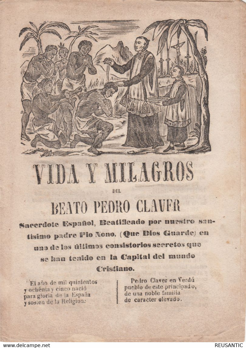 SIGLO XIX -VIDA Y MILAGROS DEL BEATO PEDRO CLAVER EDITA C.MIRO  EN BARCELONA - Literatuur