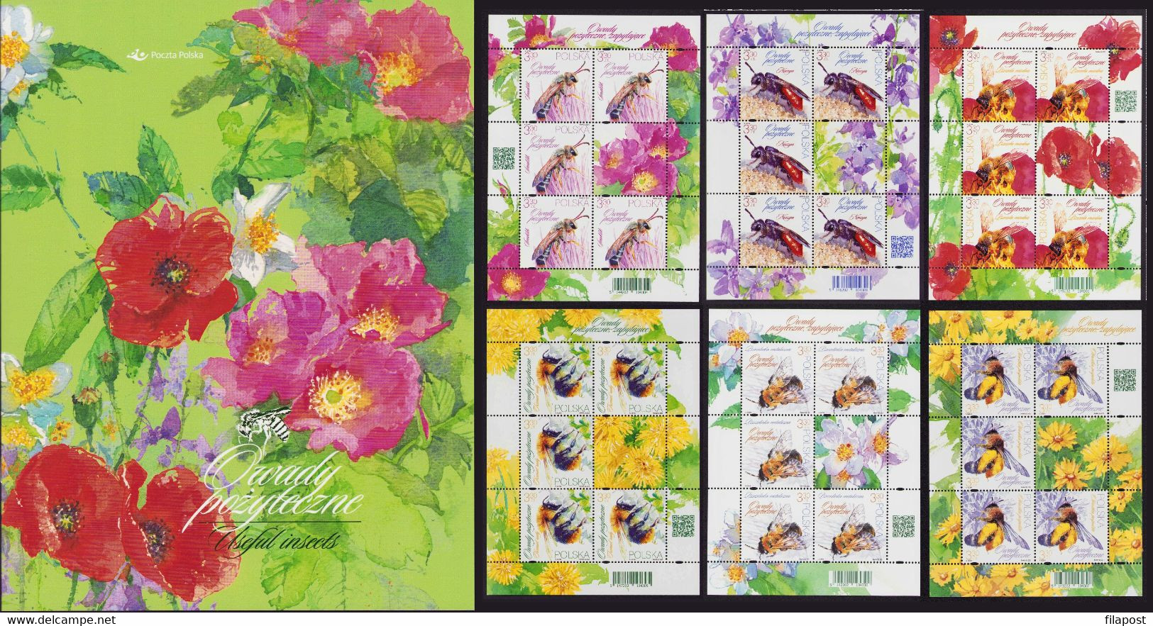 Poland 2021 Booklet Folder - Beneficial Insects / Bees And Bumblebees, Flowers, Insect, Bee / With Perforated Sheets - Postzegelboekjes