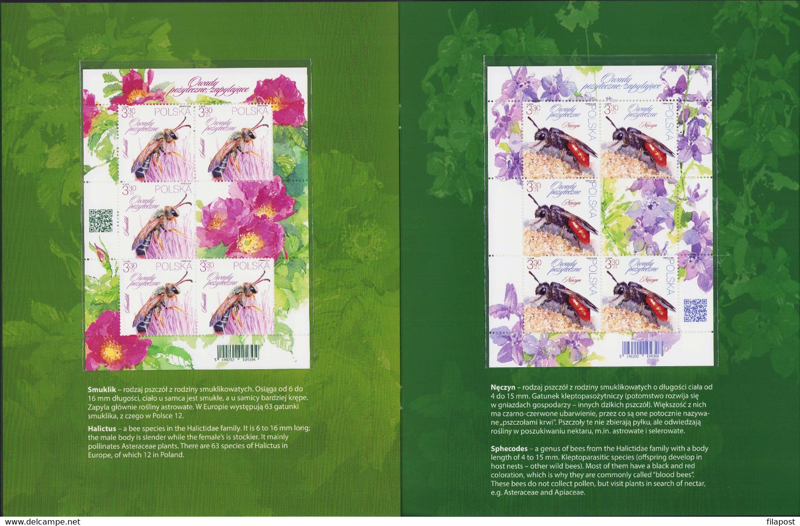 Poland 2021 Booklet Folder - Beneficial Insects / Bees And Bumblebees, Flowers, Insect, Animals / With Perforated Sheets - Ganze Bögen
