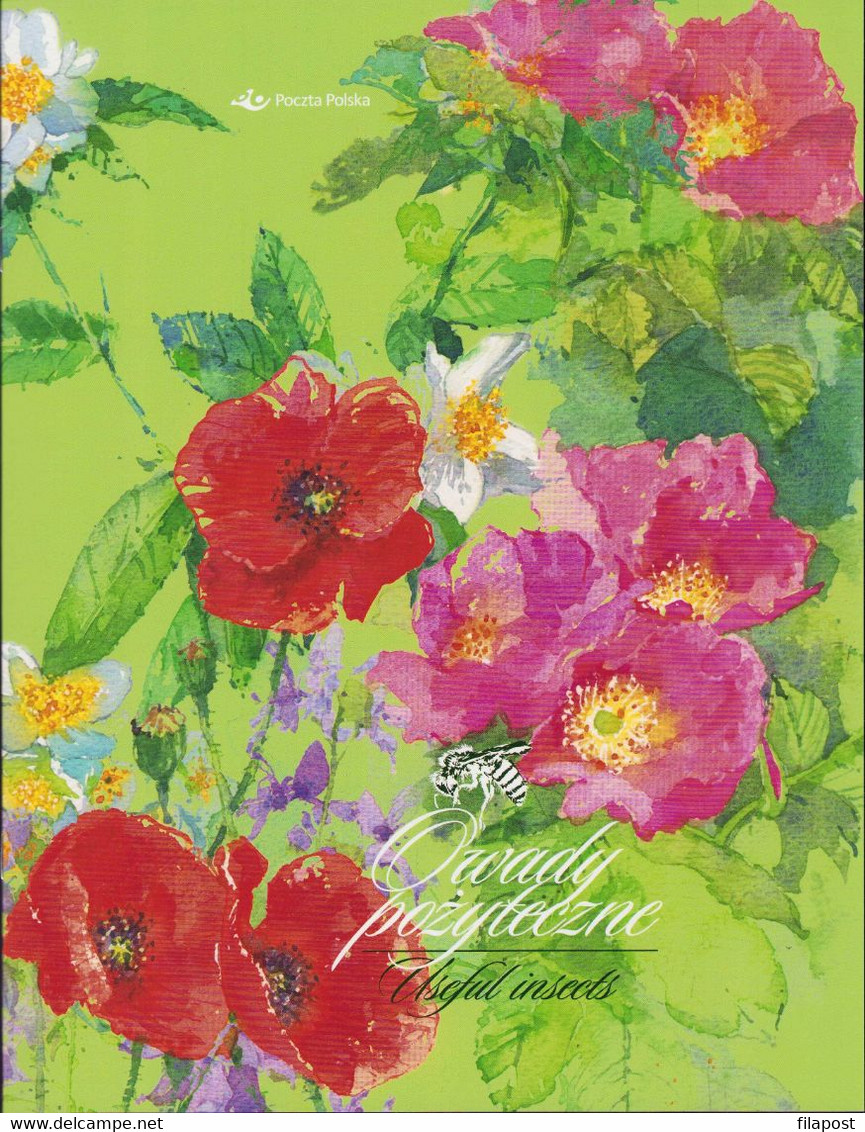 Poland 2021 Booklet Folder - Beneficial Insects / Bees And Bumblebees, Flowers, Insect, Animals / With Perforated Sheets - Feuilles Complètes