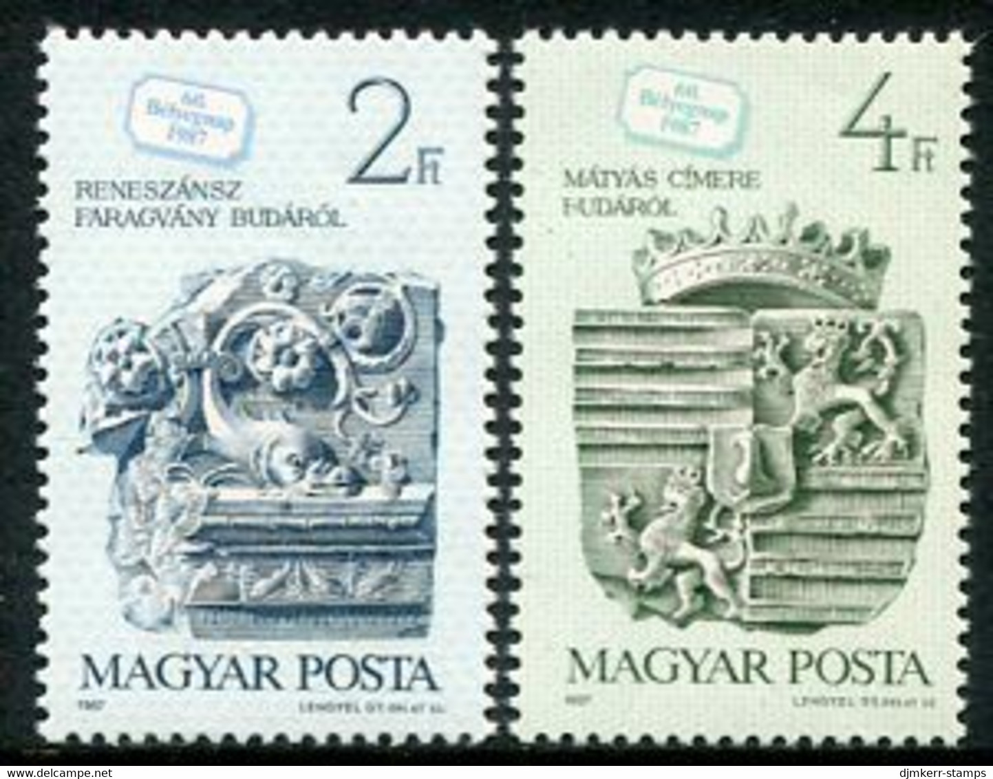 HUNGARY 1987 Buda Carvings  MNH / **.  Michel 3918-19 - Unused Stamps