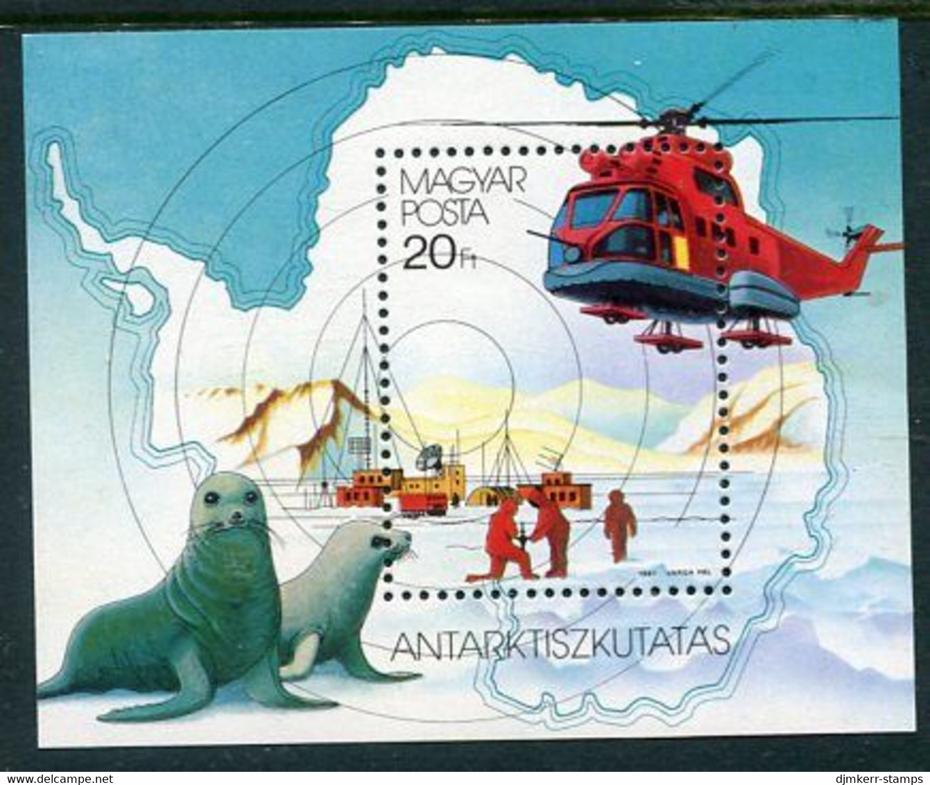 HUNGARY 1987 Antarctic Exploration Block  MNH / **.  Michel Block 190 - Blocks & Sheetlets