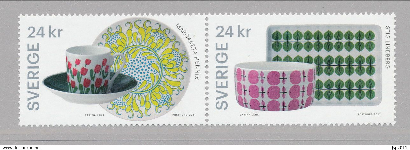 Sweden 2021. Facit # 3378b + 3380b. Pair From Souvenirsheet Gustavsberg (SS40). MNH (**) - Ungebraucht