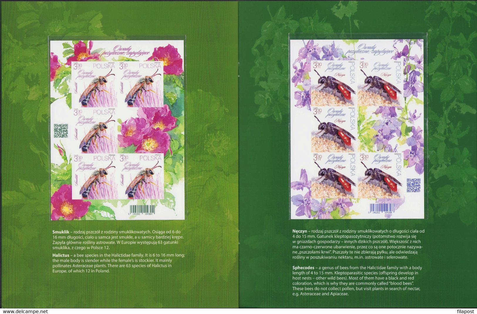 Poland 2021 Booklet / Beneficial Insects - Bees And Bumblebees, Flowers, Insect / Imperforated Sheets, Limited Edition! - Fogli Completi