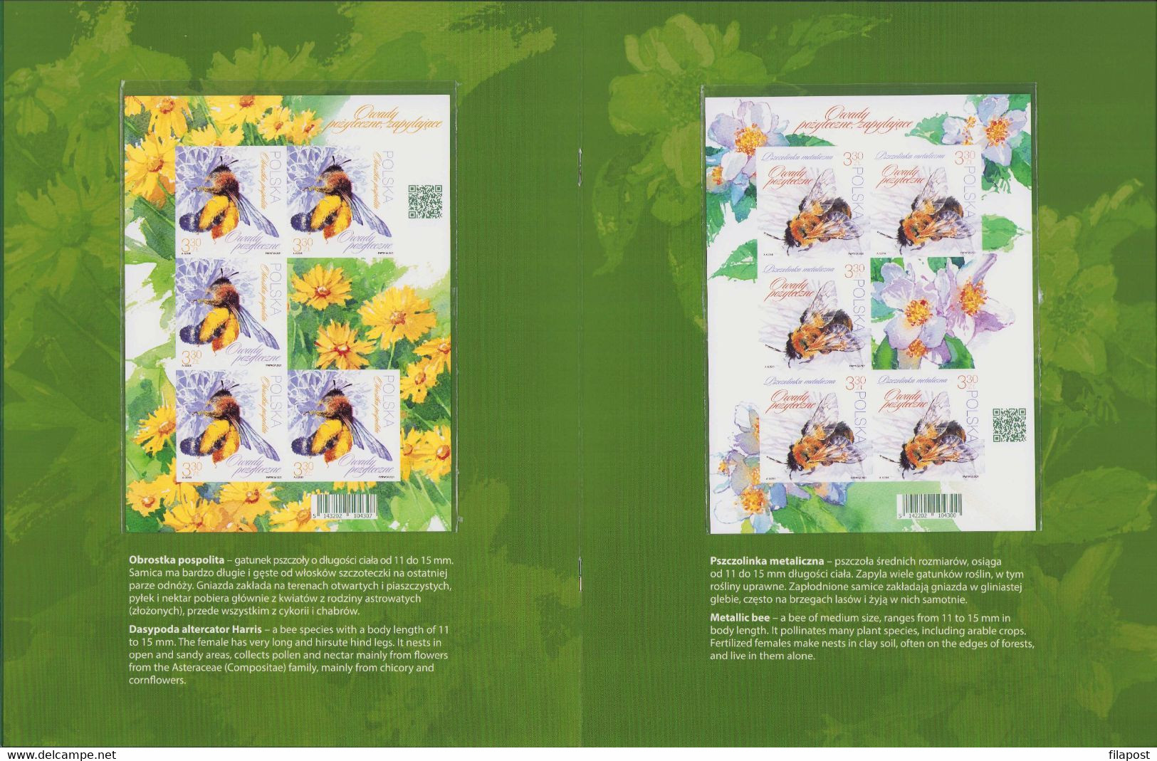 Poland 2021 Booklet / Beneficial Insects - Bees And Bumblebees, Flowers, Insect / Imperforated Sheets, Limited Edition! - Full Sheets