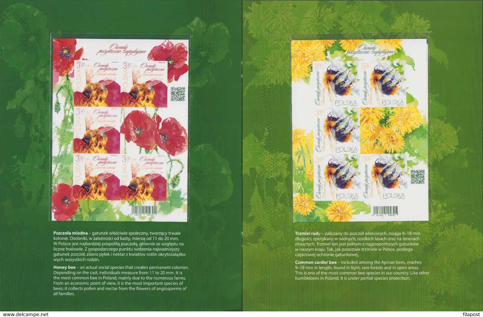 Poland 2021 Booklet / Beneficial Insects - Bees And Bumblebees, Flowers, Insect / Imperforated Sheets, Limited Edition! - Full Sheets