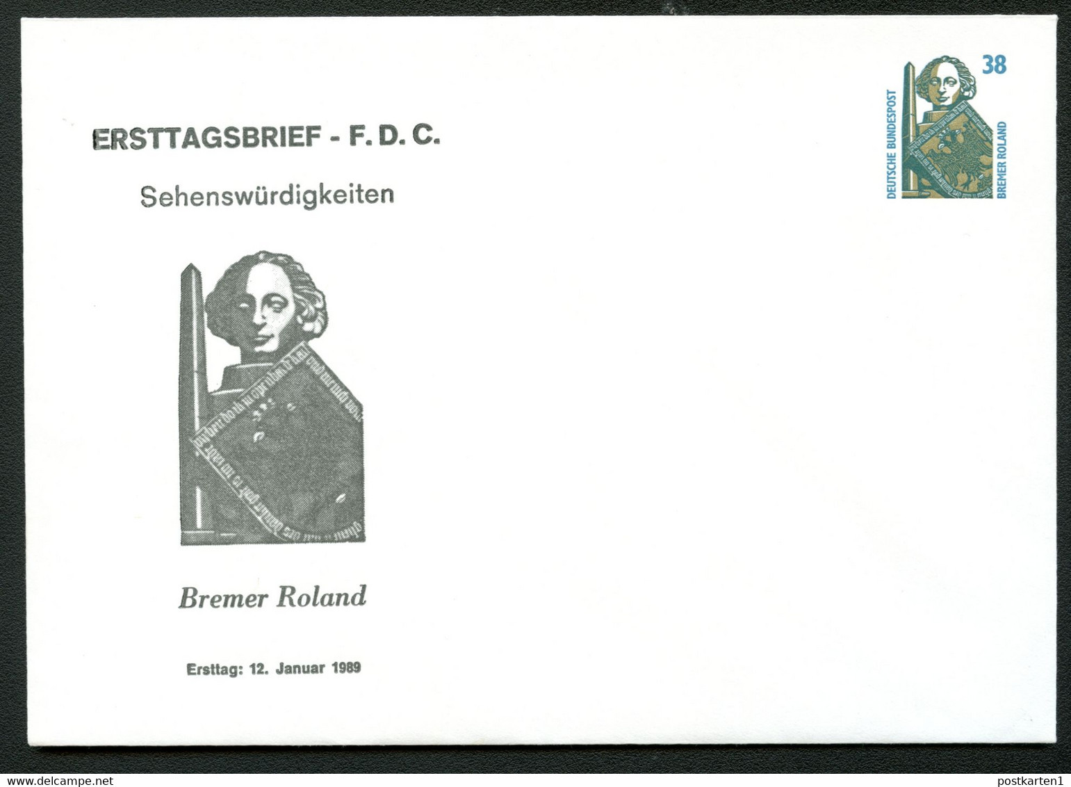 Bund PU322 D1/001 ROLAND BREMEN 1989 - Privatumschläge - Ungebraucht