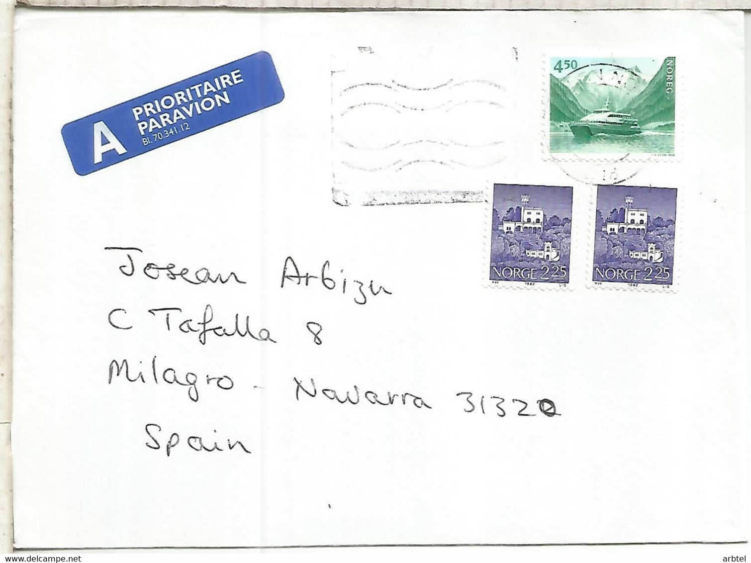 NORUEGA CC SELLO BARCO SHIP FERRY - Cartas & Documentos