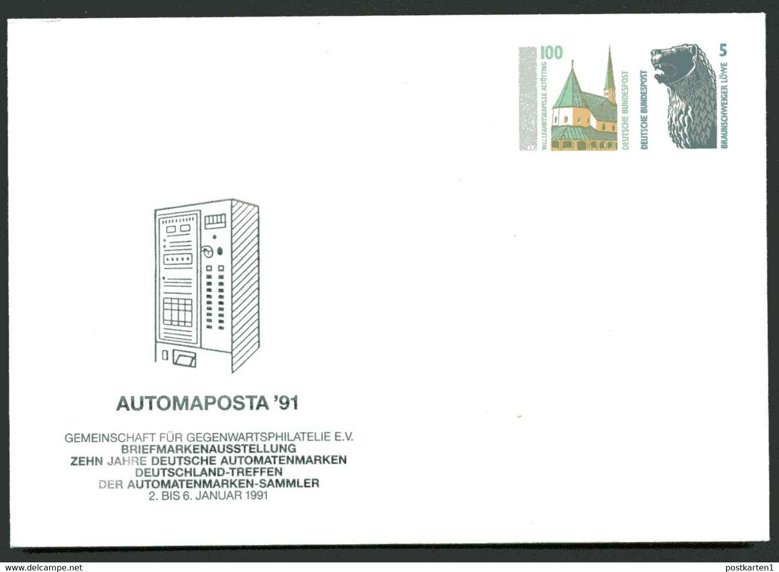 Bund PU303 D1/001 10 J. AUTOMATENMARKEN 1991 NGK 5,00 € - Private Covers - Mint