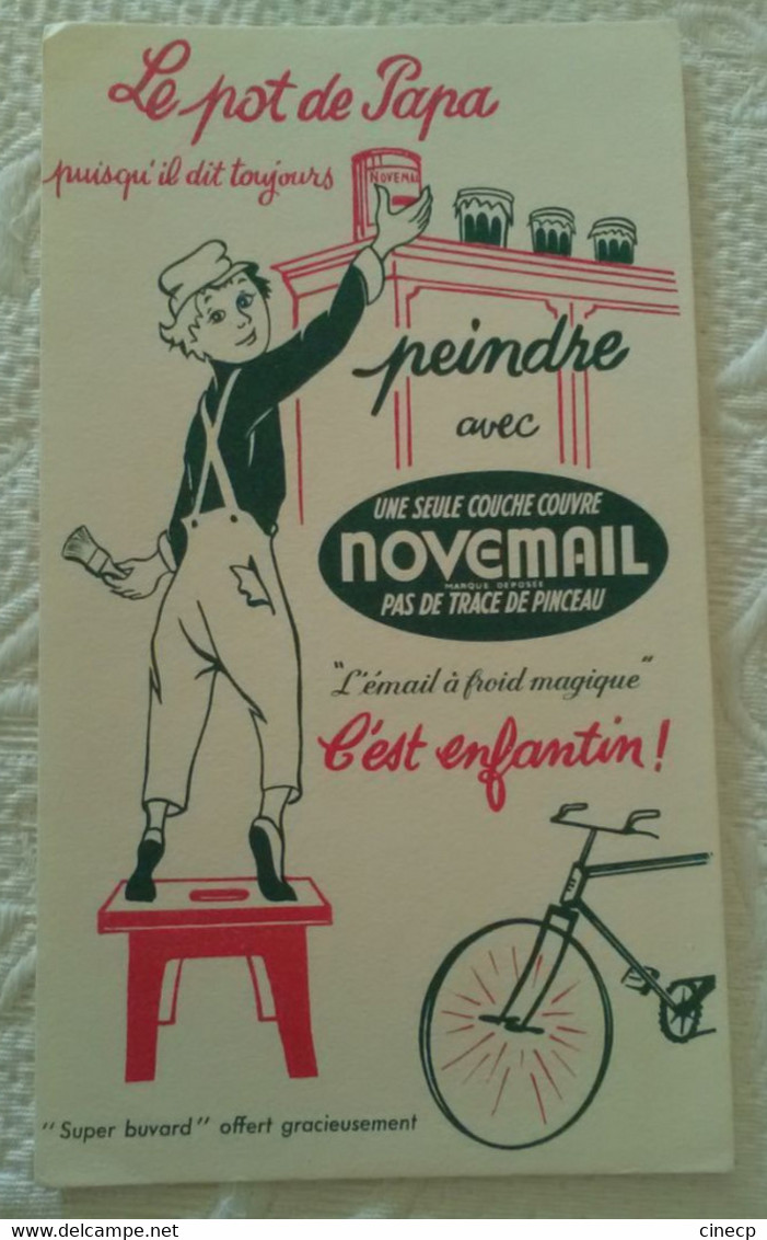 Buvard PUBLICITAIRE PEINTURE NOVEMAIL LE POT DE PAPA ILLUSTRATEUR Enfant VELO - Paints