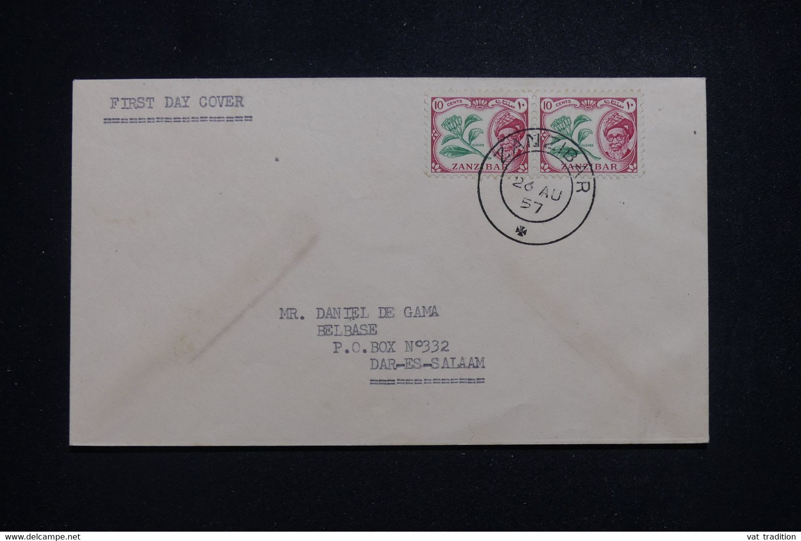 ZANZIBAR - Enveloppe FDC  En 1957 Pour Dar Es Salaam - L 98351 - Zanzibar (...-1963)