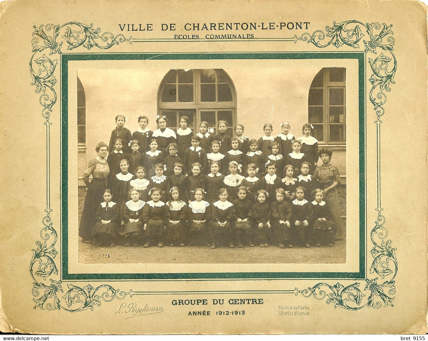 94 CHARENTON LE PONT BELLE PHOTO DES ELEVES DE L ECOLE COMMUNALE GROUPE DU CENTRE ANNEE 1912-1913 - Albumes & Colecciones