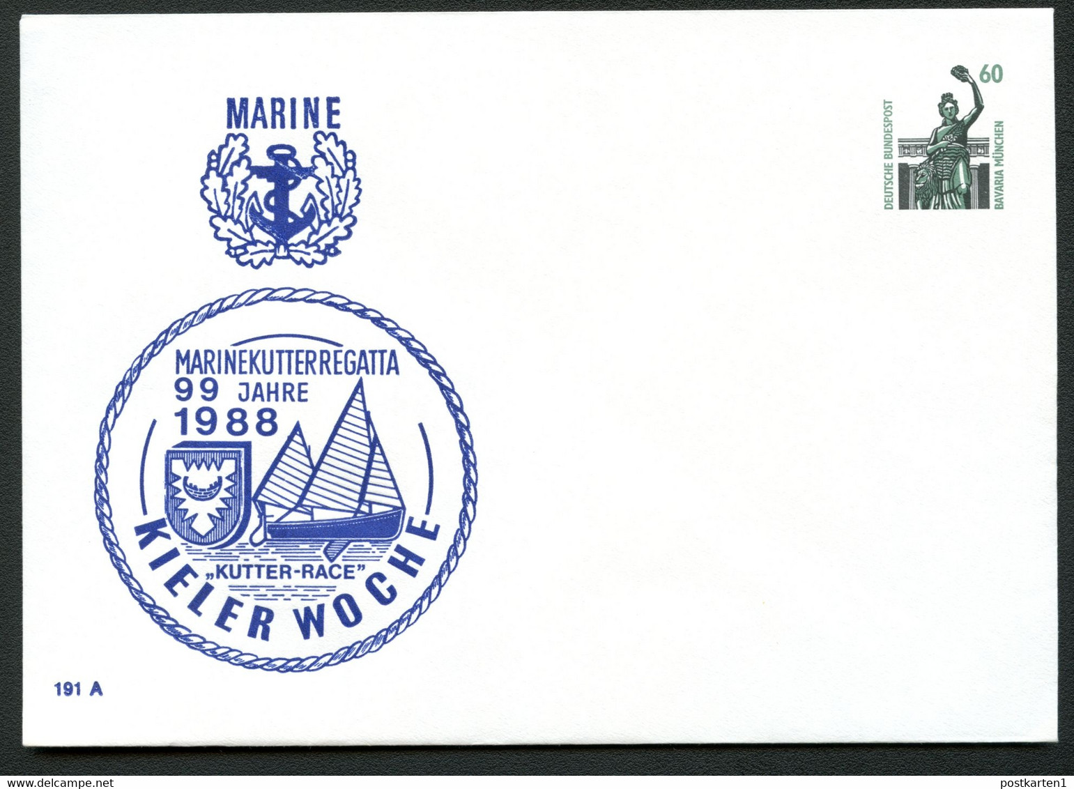 Bund PU325 C2/003 MARINEKUTTER-REGATTE KIELER WOCHE 1988 NGK 5,00€ - Private Covers - Mint