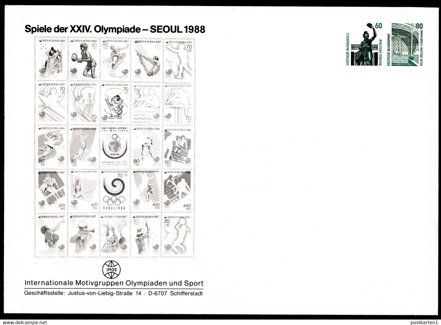 Bund PU345 C2/001 OLYMPISCHE SPIELE SEOUL 1988 NGK 15,00 € - Buste Private - Nuovi