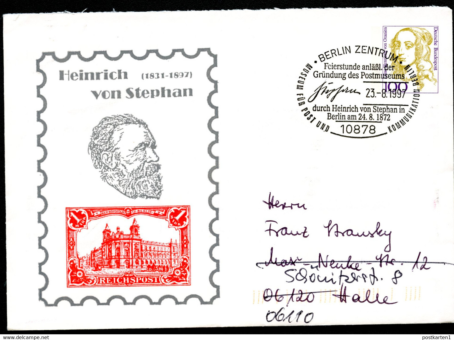 Bund PU350 B1/001 HEINRICH V. STEPHAN Gelaufen Sost. Berlin 1997 NGK 5,00 € - Private Covers - Used