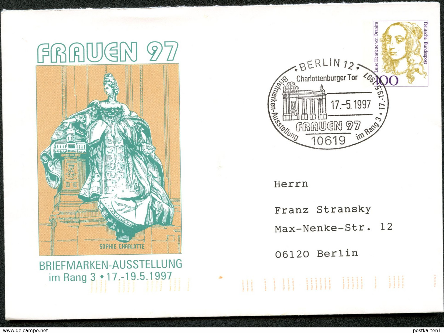 Bund PU350 D1/004 SOPHIE CHARLOTTE VON HANNOVER Sost. Berlin 1997 Gelaufen - Enveloppes Privées - Oblitérées
