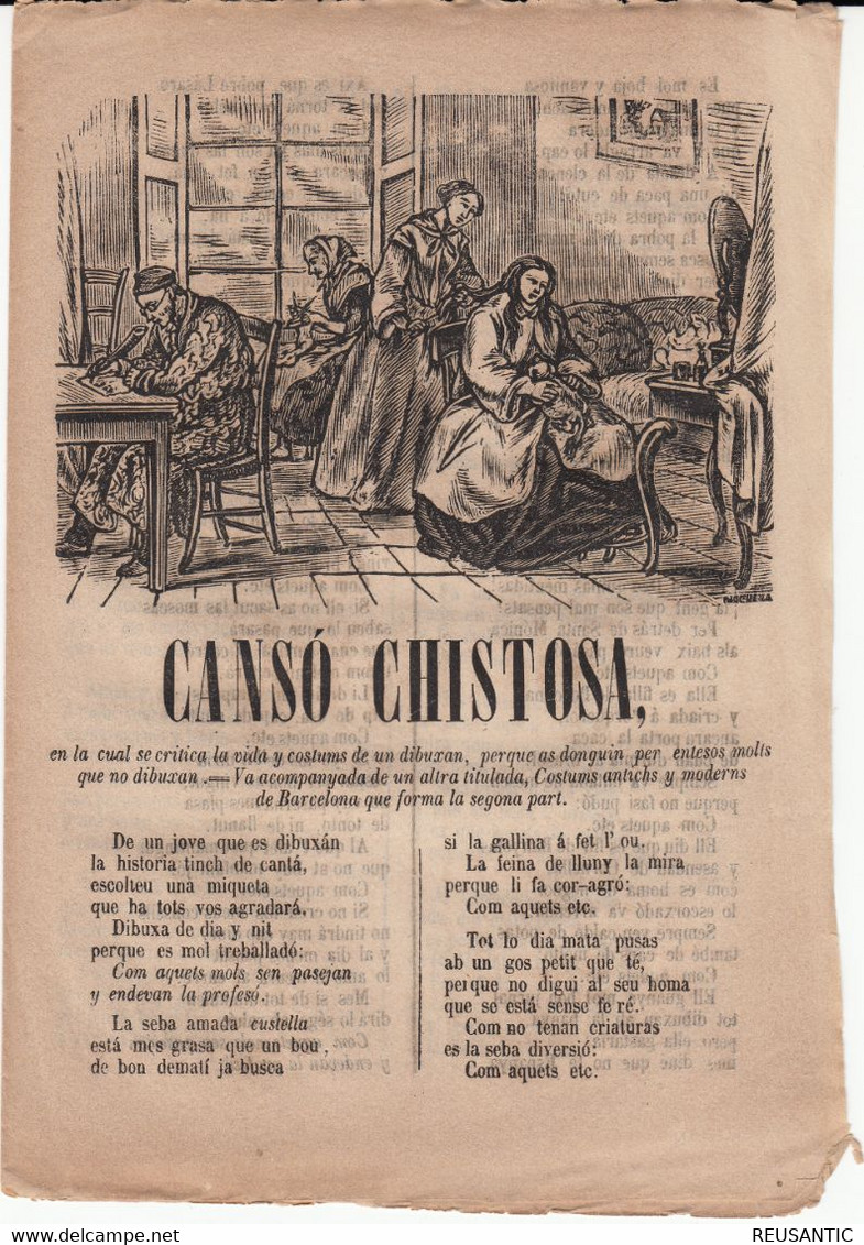 EN CATALÁN - CANSÓ CHISTOSA IMPRENTA DE JOSEP TORRAS EN BARCELONA - 1858 - Literatuur