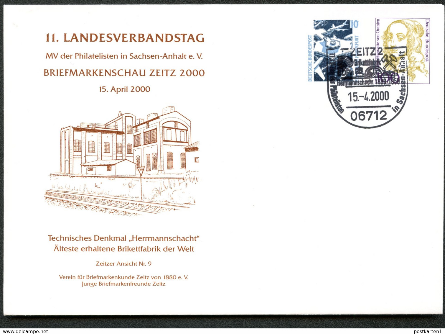 Bund PU356 D2/006 BRIKETTFABRIK HERRMANNSCHACHT ZEITZ 2000 NGK 8,00 € - Enveloppes Privées - Oblitérées