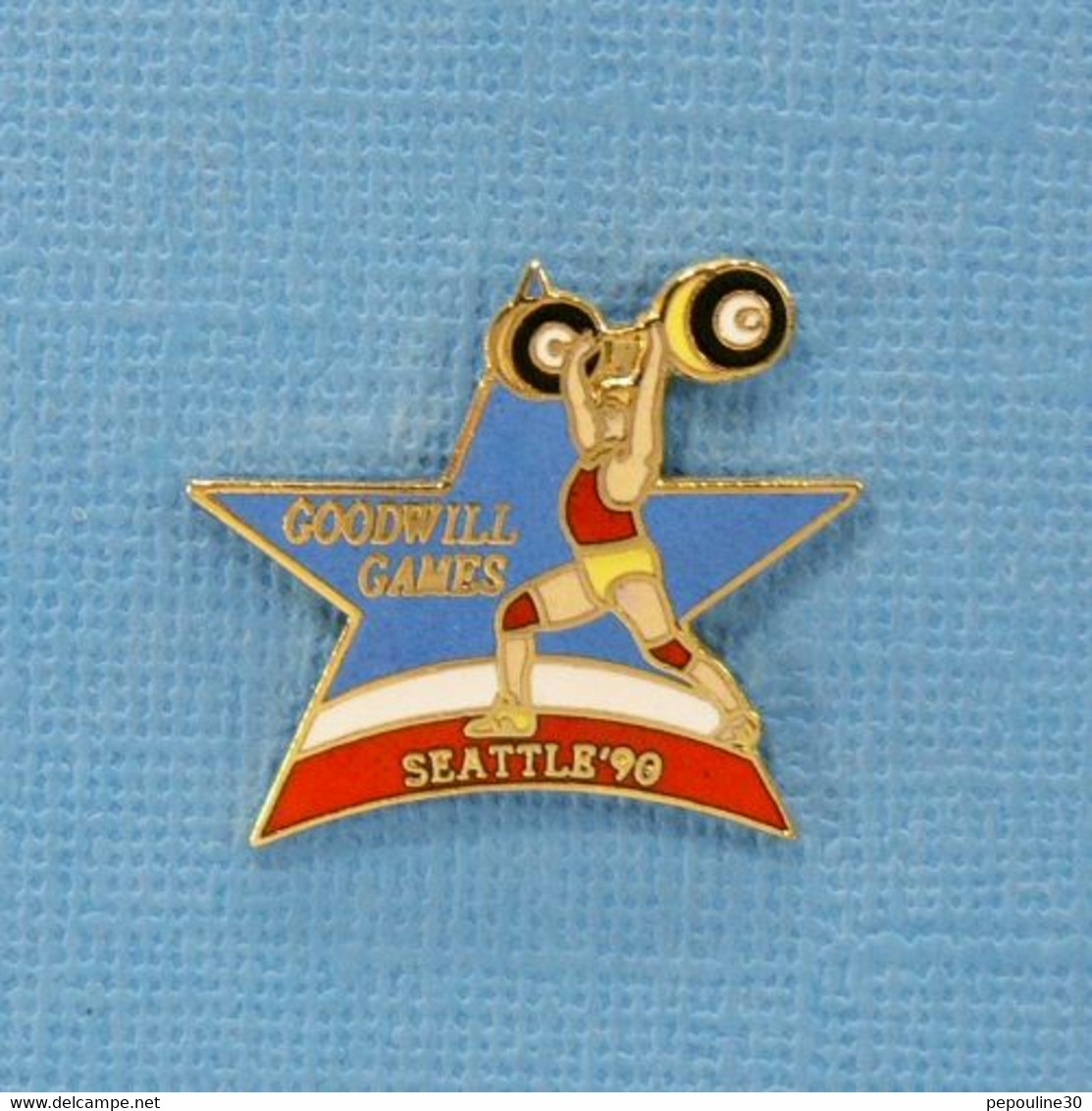 1 PIN'S //  ** HALTEROPHILIE / GOODWILL GAMES SEATTLE'90 ** . (©&TM SOC) - Gewichtheffen