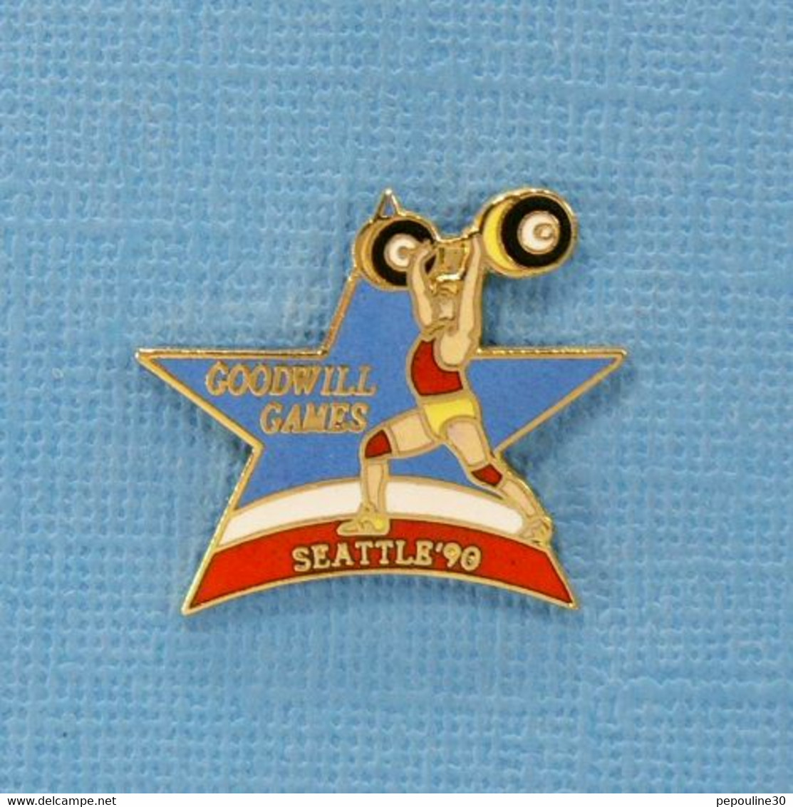 1 PIN'S //  ** HALTEROPHILIE / GOODWILL GAMES SEATTLE'90 ** . (©&TM SOC) - Weightlifting