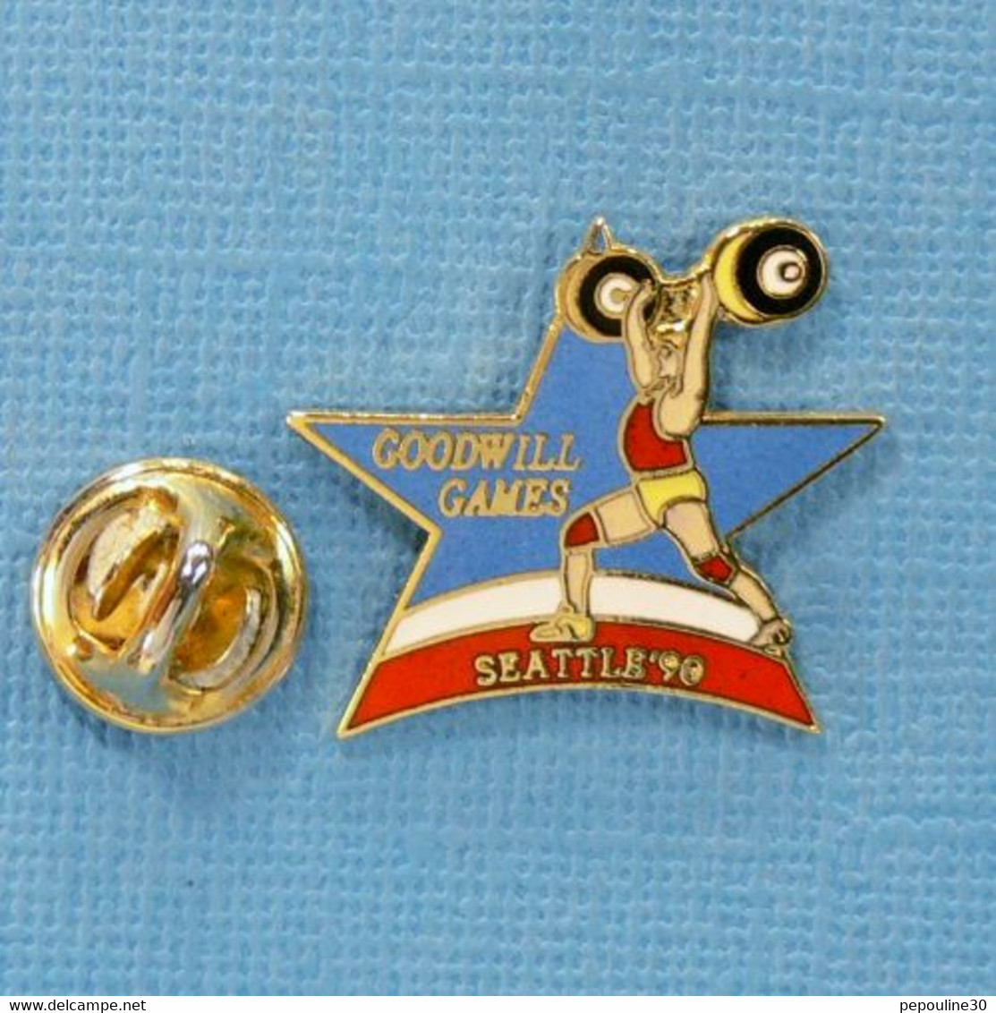 1 PIN'S //  ** HALTEROPHILIE / GOODWILL GAMES SEATTLE'90 ** . (©&TM SOC) - Gewichtheffen