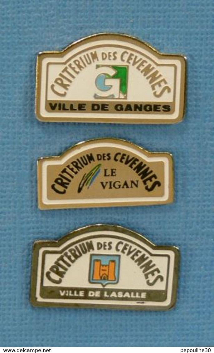 3 PIN'S //  ** RALLYE CRITÉRIUM DES CÉVENNES / OFFICIEL 1991 / LASALLE / GANGES / LE VIGAN ** - Rallye