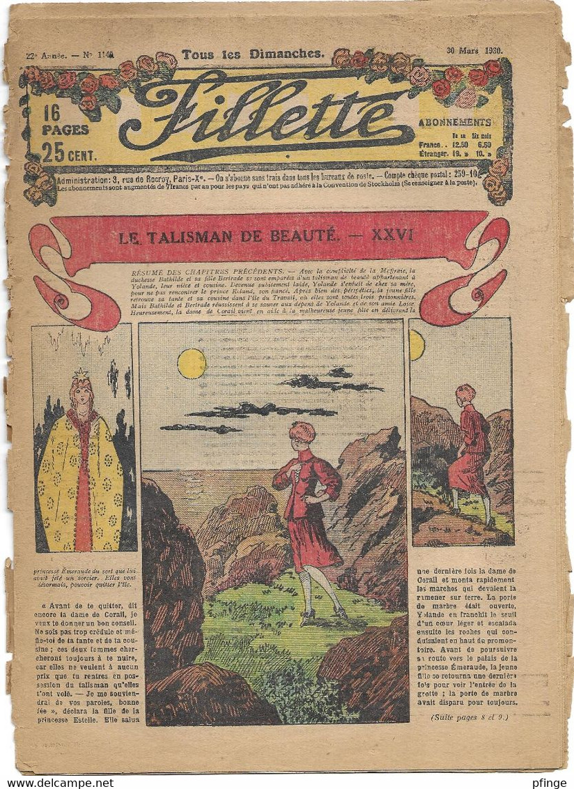 Fillette N°1149 Du 30 Mars 1930 - Fillette