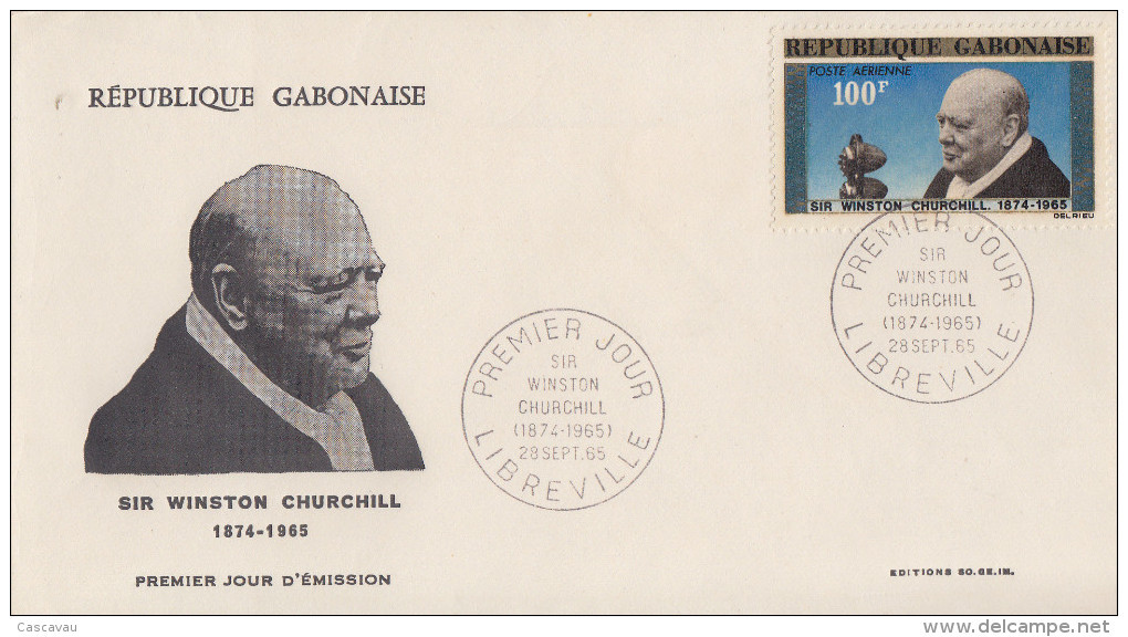 Enveloppe  FDC  1er  Jour   GABON    Sir   Winston  CHURCHILL    1965 - Sir Winston Churchill