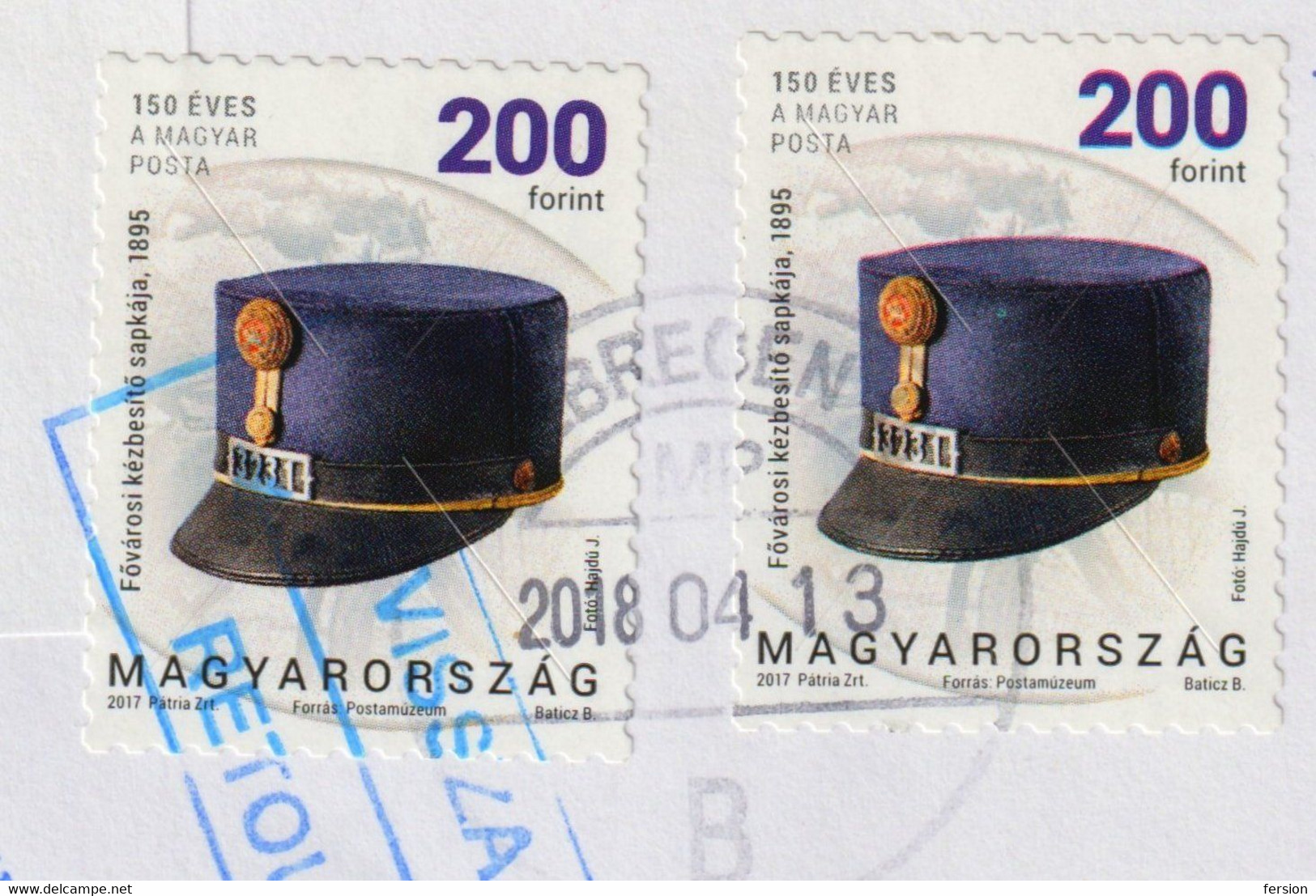 RETOUR Postmark Not Answer NON RÉCLAMÉ REGISTERED Letter Cover 2017 Postal Service Stage Coach Seal Postman Hat DEBRECEN - Lettere