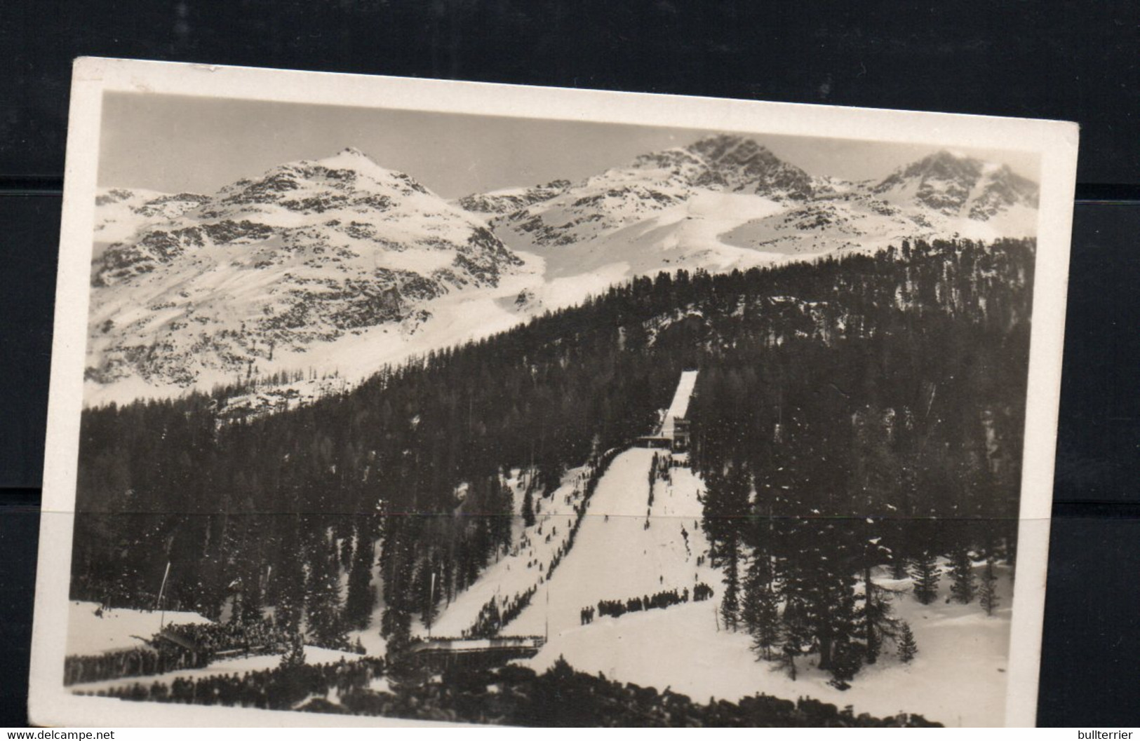 OLYMPICS  - SWITZERLAND -  PICTURUE POSTCARD OF SKI JUMP SLOPE - Winter 1948: St-Moritz