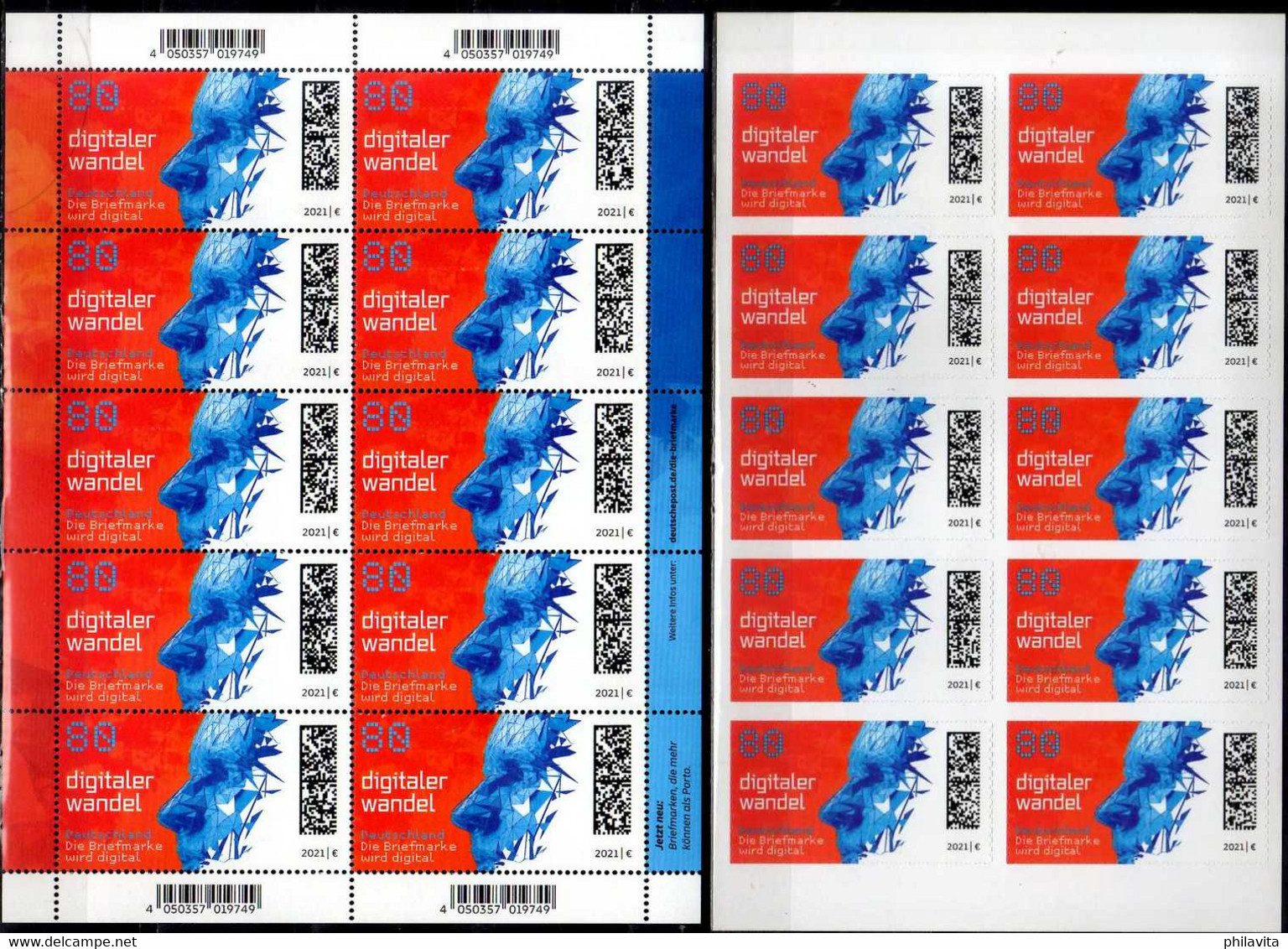 2021 Germany Briefmarken Digital First German QR Code Stamp Paper And S.adh Sheets MNH** MiNr. 3590 +92 Telecomunication - Unused Stamps