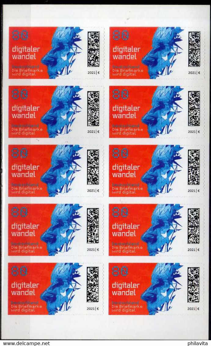 2021 Germany Briefmarken Digital First German QR Code Stamp Paper And S.adh Sheets MNH** MiNr. 3590 +92 Telecomunication - Unused Stamps