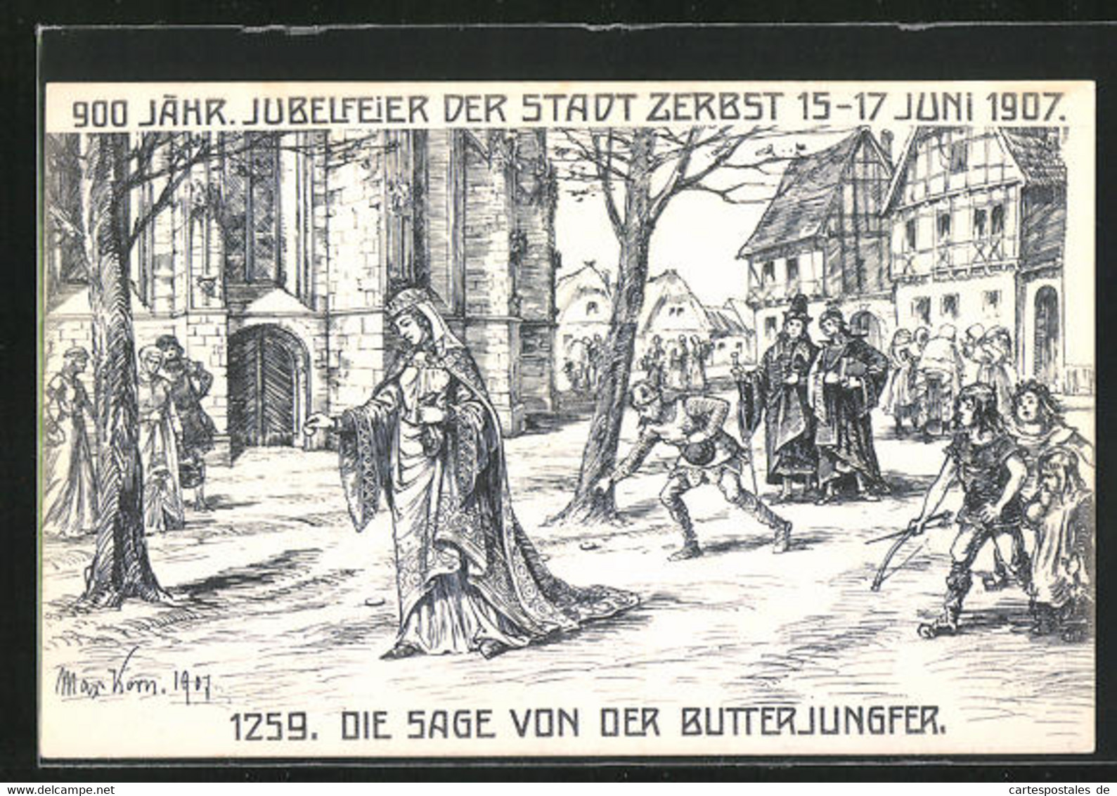 Künstler-AK Zerbst, 900 Jähr. Jubelfeier 1907, Die Sage Von Der Butterjungfer - Zerbst