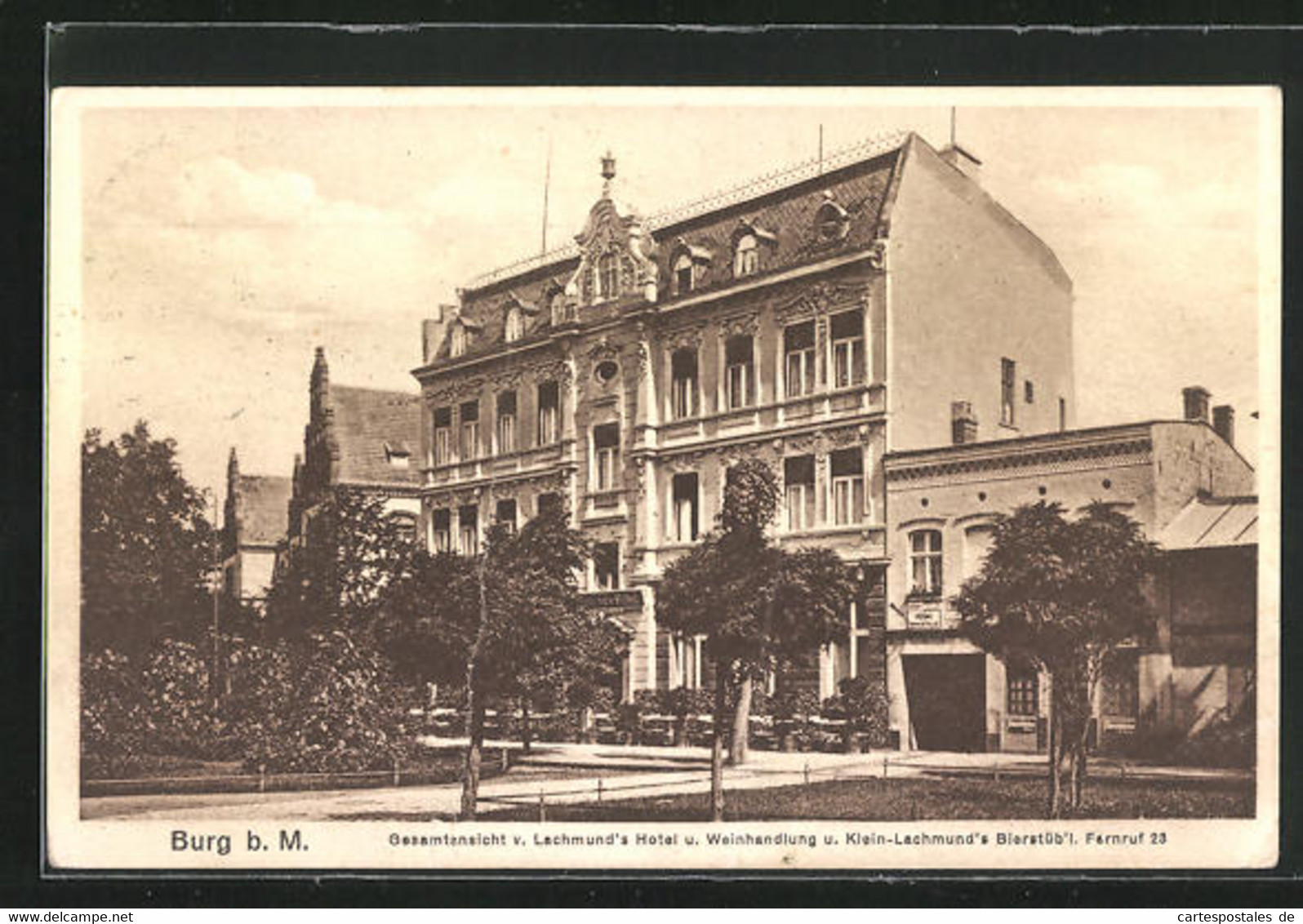 AK Burg, Gesamtansicht Von Lachmund`s Hotel Und Weinhandlung Und Klein-Lachmund`s Bierstüb`l - Burg