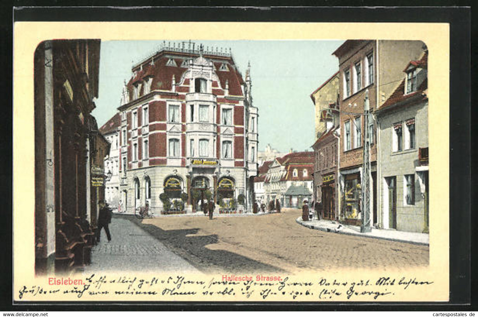 AK Eisleben, Hallesche Strasse Mit Hotel Monopol - Lutherstadt Eisleben